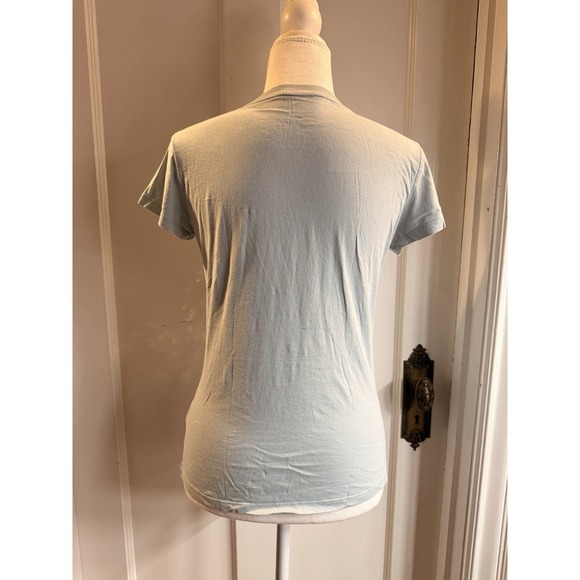 Armani Exchange Women's Light Blue Y2K Bling T-shirt Size M - Picture 3 of 5